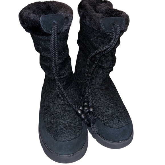 Skechers Women’s Black Knit Keepsake Blur Fur Trim Fall Winter Boots Sz-8 - Picture 3 of 7